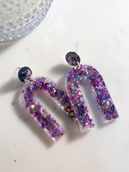 Purple Stud Dangles